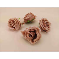  Rózsa szép nyílott selyemvirág fej rózsafej 7 cm - Halvány Barna