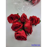 Rózsa selyem fej nyílott 10 cm - Piros