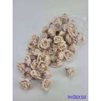  Rózsa selyemvirág fej kb 4-5cm - Krémes Mályva