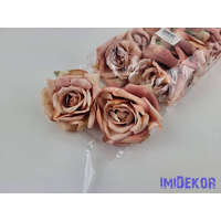 Rózsa selyemvirág fej nyílott 10 cm 911 - Világos Narancs