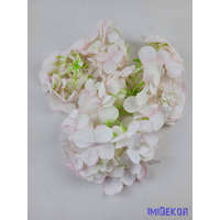 Hortenzia fej antik selyemvirág 16 cm - Krém-Rózsaszín