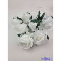 Nyíló rózsa selyem fej D7cm - Fehér