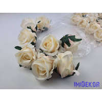 Nyíló rózsa selyem fej D7cm - Krémes Rózsaszín