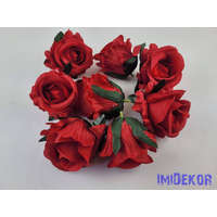 Nyíló rózsa selyem fej D7cm - Piros