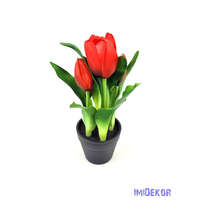  Cserepes gumi tulipán 2+3 fejes 23 cm - Piros