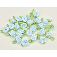 Szatén rózsa virágfej 2 cm - Babakék