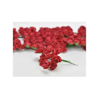  Papír rózsa virágfej 2 cm drót szárral piros
