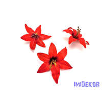  Liliom selyemvirág fej 13cm - Piros