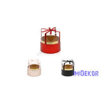 Búrás metál henger doboz 13x13cm - Fekete