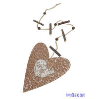 Fa szív girland madárkás - Sötét Barna