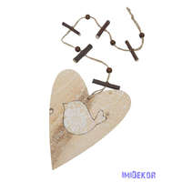 Fa szív girland madárkás - Világos Barna