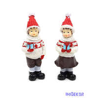 Kötött ruhás karácsonyi gyerek figura 11,5cm - Álló piros