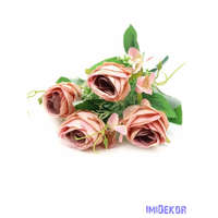  4 fejes rózsa csokor díszítőkkel 32 cm - Mályva