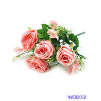  4 fejes rózsa csokor díszítőkkel 32 cm - Rózsaszín