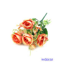  4 fejes rózsa csokor díszítőkkel 32 cm - Barack