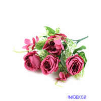  4 fejes rózsa csokor díszítőkkel 32 cm - Pink