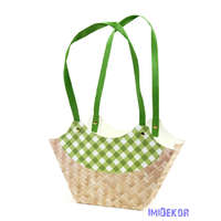 Rattan mintás virágtáska - Zöld