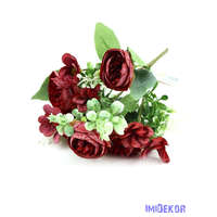 Boglárka + kis virágos selyem csokor 30cm - Bordó