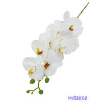 Fodros szirmú orchidea ág 9v 90cm - Fehér