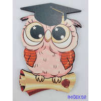 Rózsaszín cuki bagoly tábla ballagó kalapban