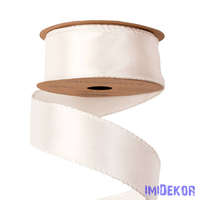 Fényes szatén szalag drótos szegéllyel 38mm x 5m - Fehér