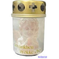 Műanyag fém fedeles mécses mintás 8,5x5,5cm - Szívünkben Örökké Élsz