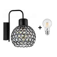 Glimex Crystal Ball fali lámpa fekete 1x E27 + ajándék LED izzó