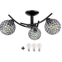 Glimex Crystal Ball mennyezeti lámpa fekete 3x E27 + ajándék LED izzó