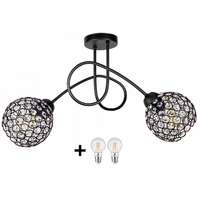 Glimex Crystal Ball mennyezeti lámpa fekete 2x E27 + ajándék LED izzó