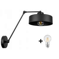 Glimex Glimex LAVOR MED hosszú karos állítható fekete fali lámpa 1x E27 + ajándék LED izzó