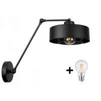Glimex Glimex LAVOR MED rácsos hosszú karos állítható fekete fali lámpa 1x E27 + ajándék LED izzó
