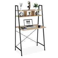 Intenso Home Intenso Home íróasztal / számítógépasztal polcokkal 84x46cm | Masszív fém váz, fekete - Sonoma tölgy szín