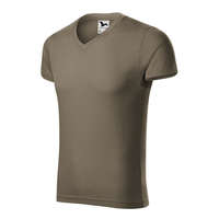 Malfini Malfini 146 Slim Fit V-neck férfi póló army színben