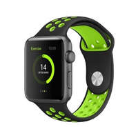 Utángyártott Apple Watch Sport szilikon óraszíj (38/40/41/42mm(Series 10) fekete- sárga