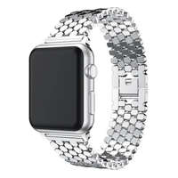 Utángyártott Apple Watch szíj 42/ 44/ 45/ 49 mm, rozsdamentes acél, méhsejt mintás, ezüst