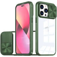 Wooze Apple iPhone 15 Pro Max, Műanyag hátlap + szilikon keret, átlátszó akril hátlap, kamera védelem, Wooze Trendy, zöld