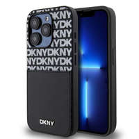 DKNY DKNY PU Leather Repeat Pattern kártya zsebes tok iPhone 15 Pro készülékhez fekete