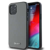 DKNY DKNY PU Leather Silver Metal Logo MagSafe tok iPhone 12/12 Pro készülékhez szürke