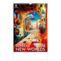 Dayliner Falinaptár képes 315 × 630 mm, fehér lapokkal Surreal New Worlds Dayliner 2026.