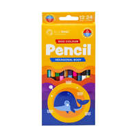 Bluering Színes ceruza készlet, kétvégű duocolor 12/24 szín Bluering® 24 klf. szín, Bálnás