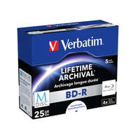 VERBATIM VERBATIM BD-R BluRay lemez, archiváló, nyomtatható, M-DISC, 25GB, 4x, 1 db, normál tok, VERBATIM