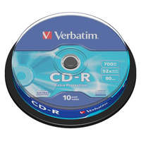 VERBATIM VERBATIM CD-R lemez, 700MB, 52x, 10 db, hengeren, VERBATIM "DataLife"