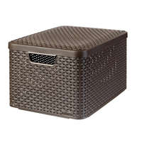 CURVER CURVER Rattan hatású kosár tetővel, 30l, sötétbarna, CURVER "Style L"