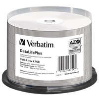 VERBATIM VERBATIM DVD-R lemez, nyomtatható, matt, no-ID, 4,7GB, 16x, 50 db, hengeren, VERBATIM