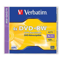 VERBATIM VERBATIM DVD+RW lemez, újraírható, 4,7GB, 4x, 1 db, normál tok, VERBATIM