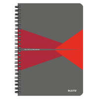 LEITZ LEITZ Spirálfüzet, A5, vonalas, 90 lap, laminált karton borító, LEITZ "Office", szürke-piros