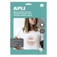APLI APLI Fólia, vasalható, A4, tintasugaras nyomtatóba, fehér pólóhoz, APLI