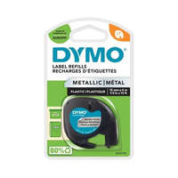 DYMO DYMO Feliratozógép szalag, műanyag, 12 mm x 4 m, DYMO "Letratag", ezüst