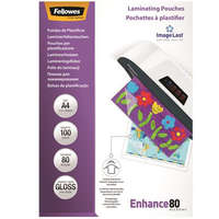 FELLOWES FELLOWES Meleglamináló fólia, 80 mikron, A4, fényes, 100 db, FELLOWES