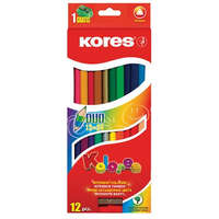 KORES KORES Színes ceruza készlet, kétvégű, háromszögletű, KORES "Duo", 24 különböző szín